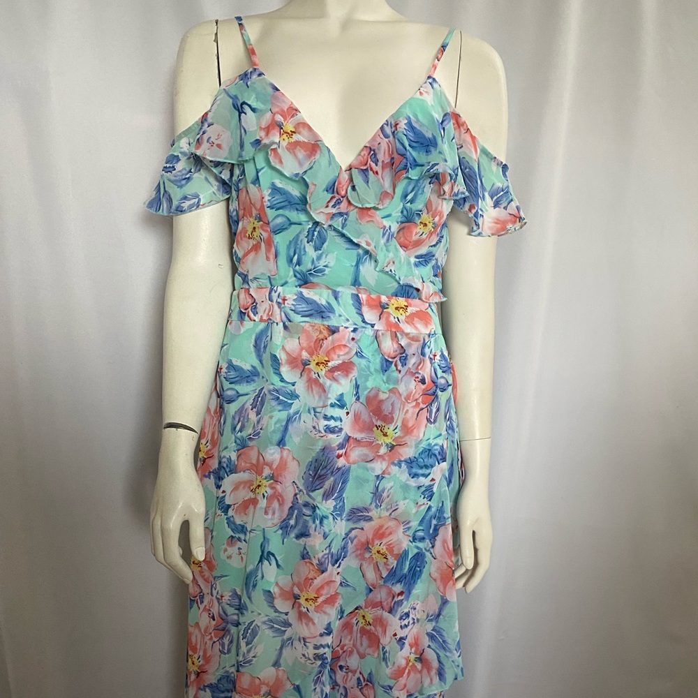 Blue Ruffled High Low Sundress for Wedding Guest